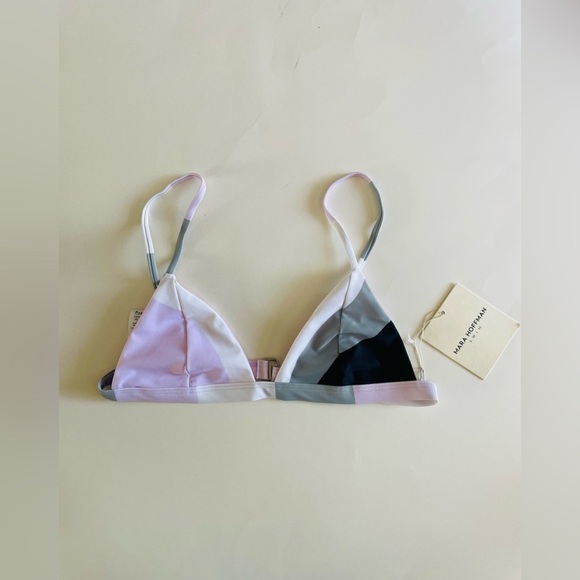 Mara Hoffman Astrid Purple & Grey Print Triangle Bikini Top NWT